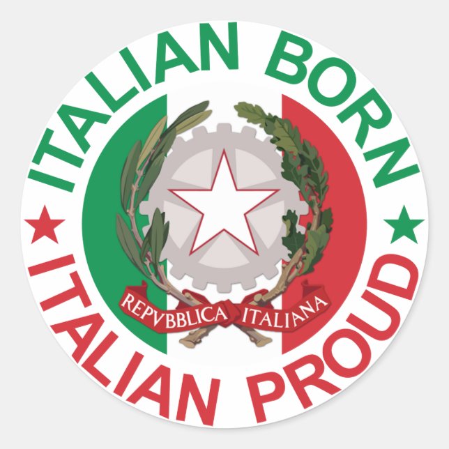 Sticker Rond Italien Né Italien Fier (Devant)