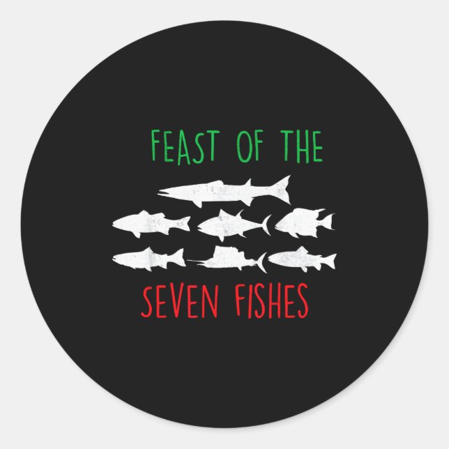 Sticker Rond Italy Feast Of The Seven Fishes Italian Christmas  (Devant)