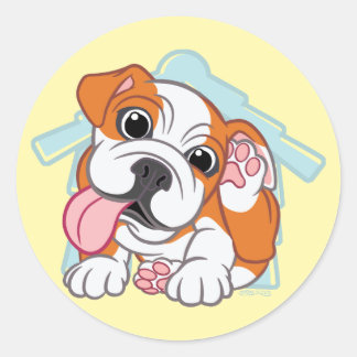 Sticker Rond Itchy Bulldog