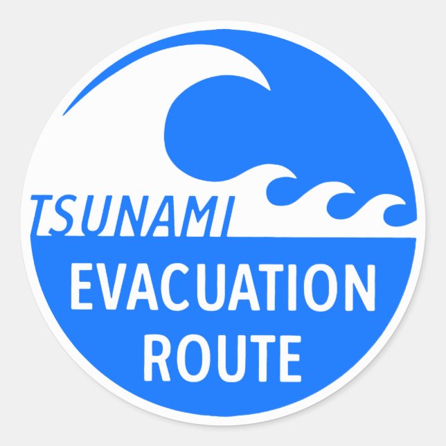 Sticker Rond Itinéraire d'évacuation en cas de tsunami (Devant)