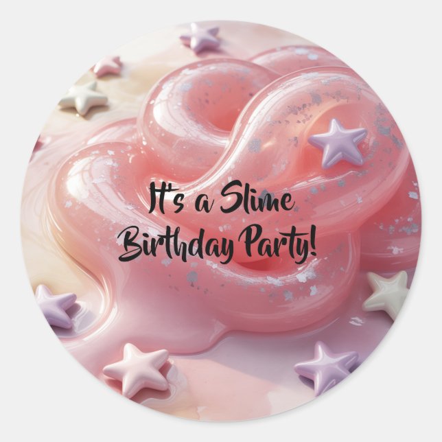 Sticker Rond It's a Slime Birthday Party For Girl’s (Devant)