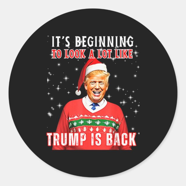 Sticker Rond Its Beginning To Look A Lot Like Trump Is Back  (Devant)