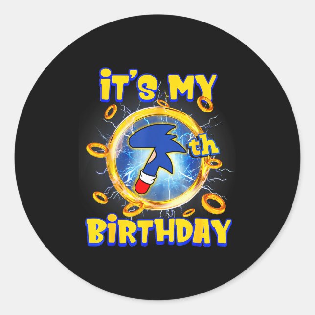 Sticker Rond It's My 7th Birthday Boy Family Matching Party Fun (Devant)