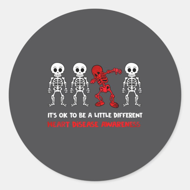 Sticker Rond It's Ok To Be A Little Different Heart Disease Awa (Devant)