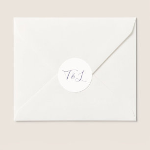 Sticker Rond Ivoire Initiales de script minimal simple Mariag