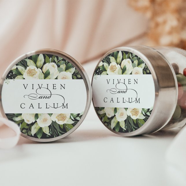 Sticker Rond Ivory Bloom | Mariage floral personnalisé (Créateur téléchargé)