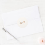 Sticker Rond Ivory Copper Monogram Modern Wedding<br><div class="desc">Minimalist and modern design.</div>
