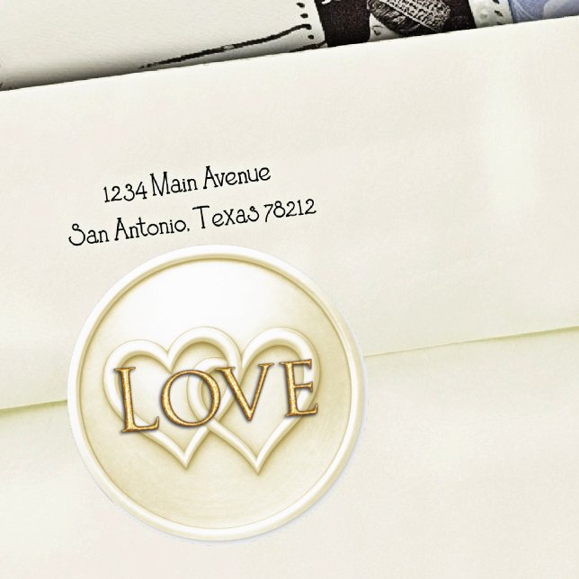 Sticker Rond Ivory Deux Cœurs Entrelacés Mariage Amour (Créateur téléchargé)