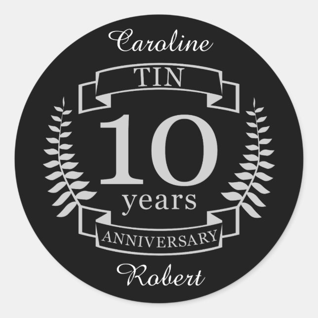 Sticker Rond Ivory Traditionnel mariage anniversaire 10 ans (Devant)