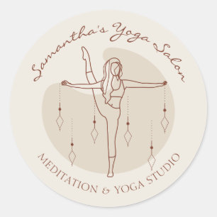 Sticker Rond Ivory Yoga Pilates Salon de Coach Spirituel de Gym