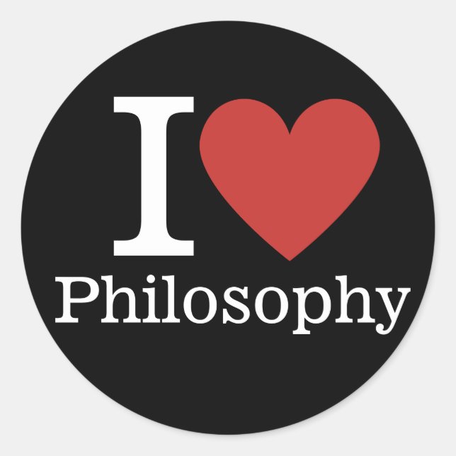 Sticker Rond J'❤️ Adore la Philosophie pour Étudiants/Enseignan (Devant)