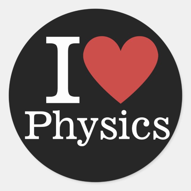 Sticker Rond J'❤️ adore la physique pour les étudiants et les p (Devant)