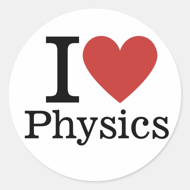 Sticker Rond J' ❤️ Aime la Physique pour les Étudiants/Enseigna (Devant)