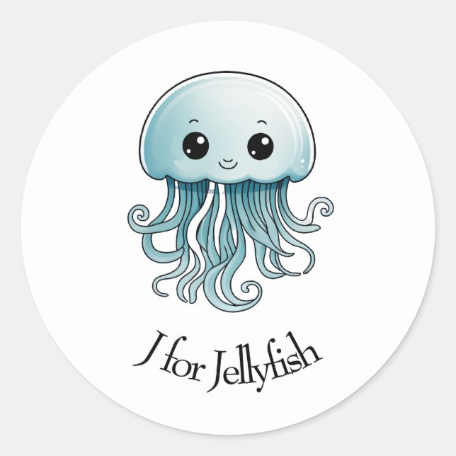 Sticker Rond J pour les méduses (Devant)