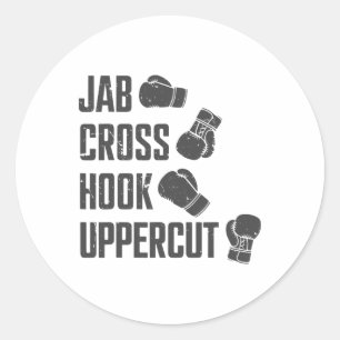 Sticker Rond Jab Cross Hook Uppercut Drôle de Coach de Boxe Ent