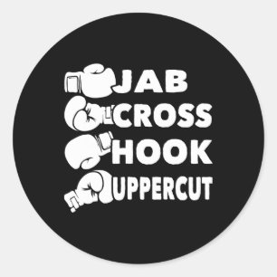 Sticker Rond Jab Cross Hook Uppercut - Gymnase Amateur de Boxe