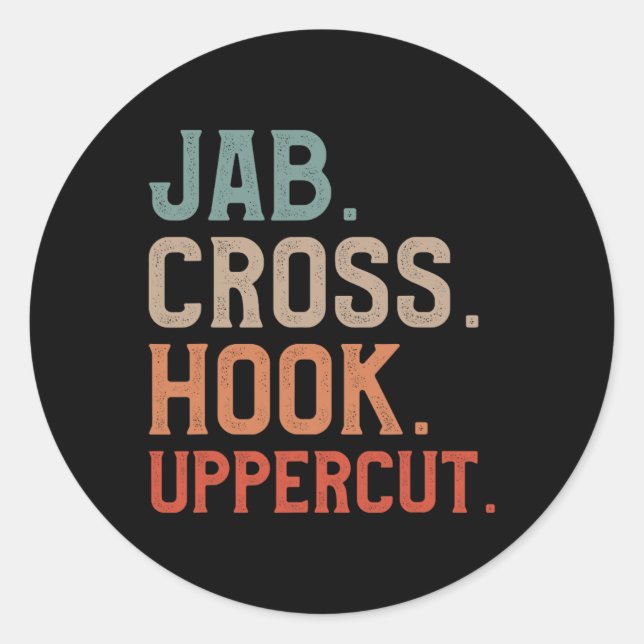 Sticker Rond Jab Cross Hook Uppercut Kickboxer Kickboxing  (Devant)