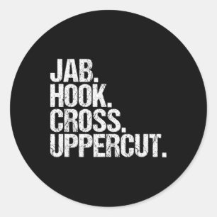 Sticker Rond Jab Hook Cross Uppercut de kickboxing drôle