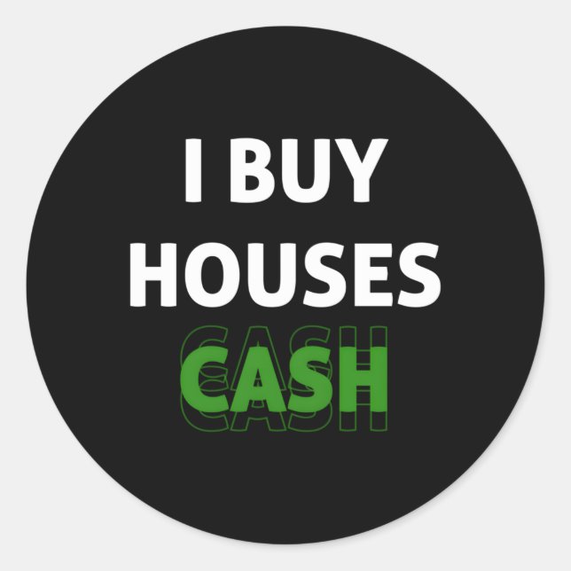 Sticker Rond J'Achète Maisons Cash Immobilier Investisseur Flip (Devant)
