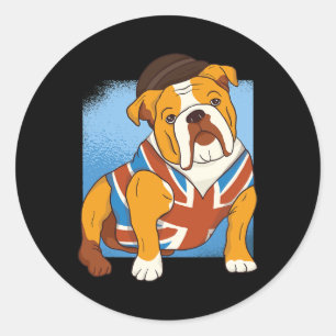 Sticker Rond Jack British Flag Uk British Isles Anglais Bulldog