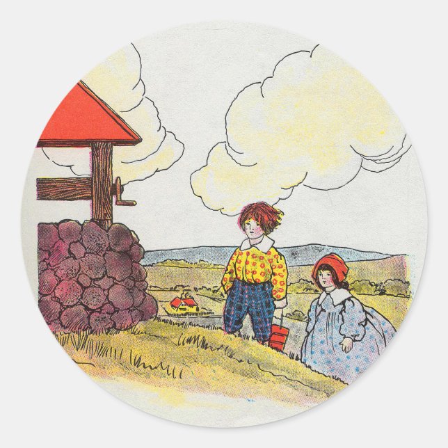 Sticker Rond Jack et Jill montèrent la colline Nursery Rhyme (Devant)