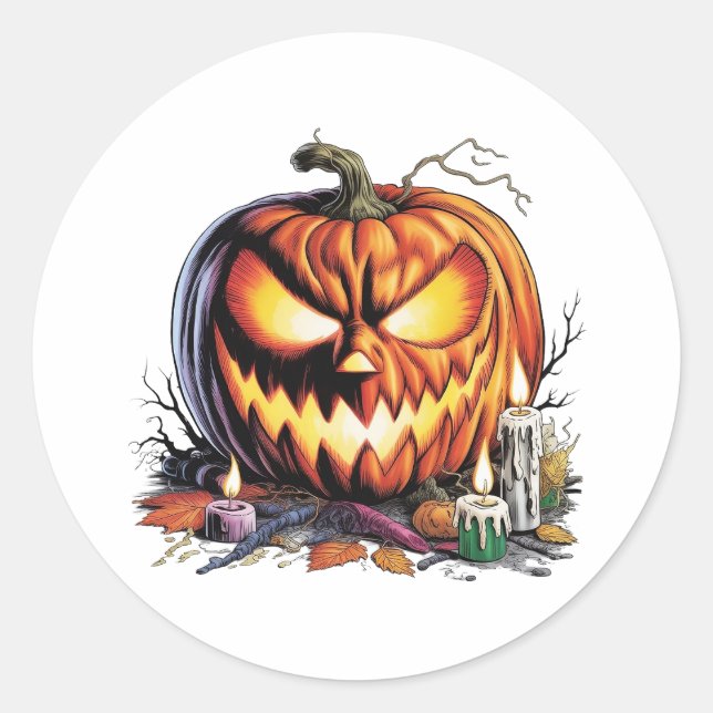 Sticker Rond Jack Halloween Furieux (Devant)