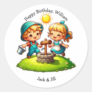 Sticker Rond Jack & Jill Nursery Rhyme Anniversaire