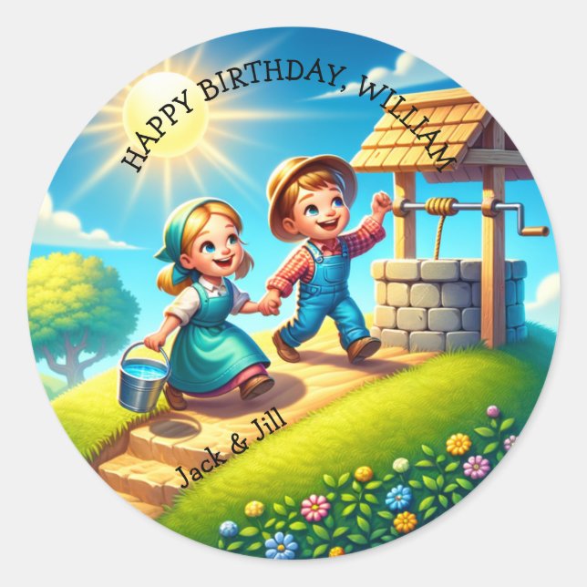 Sticker Rond Jack & Jill Nursery Rhyme Anniversaire (Devant)