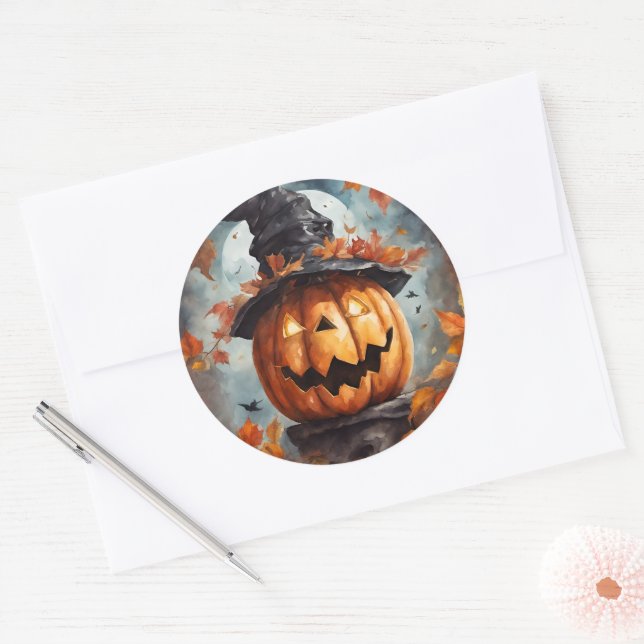 Sticker Rond Jack-o'-lantern (Enveloppe)