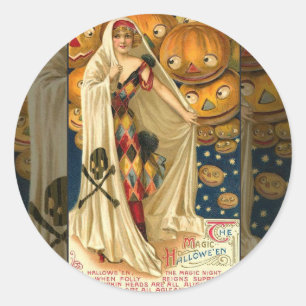 Sticker Rond Jack-o'-lantern antique Halloween