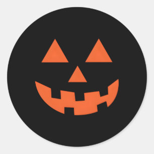 Sticker Rond Jack-O-Lantern Halloween Citrouille Face Trick Ou