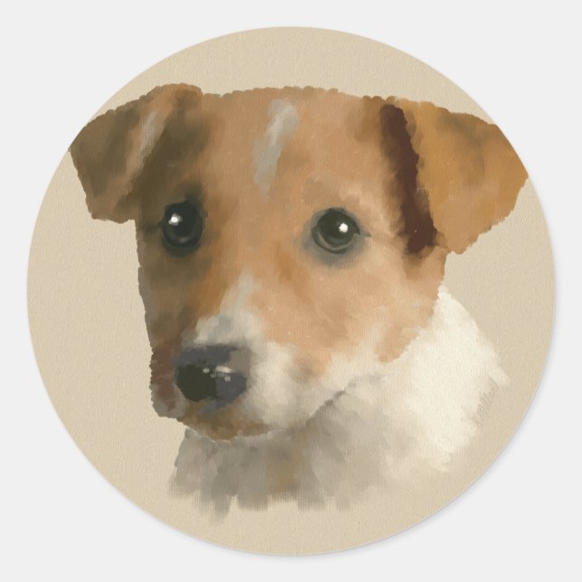 Sticker Rond Jack Russell Puppy (Devant)