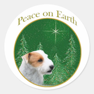 Sticker Rond Jack Russell Terrier (cassé) Paix