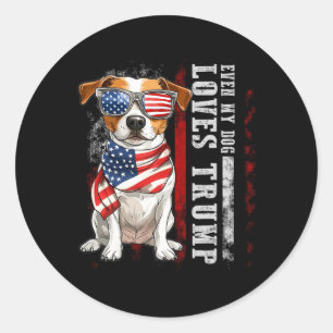 Sticker Rond Jack Russell Terrier Même Mon Chien Aime Trump Drô