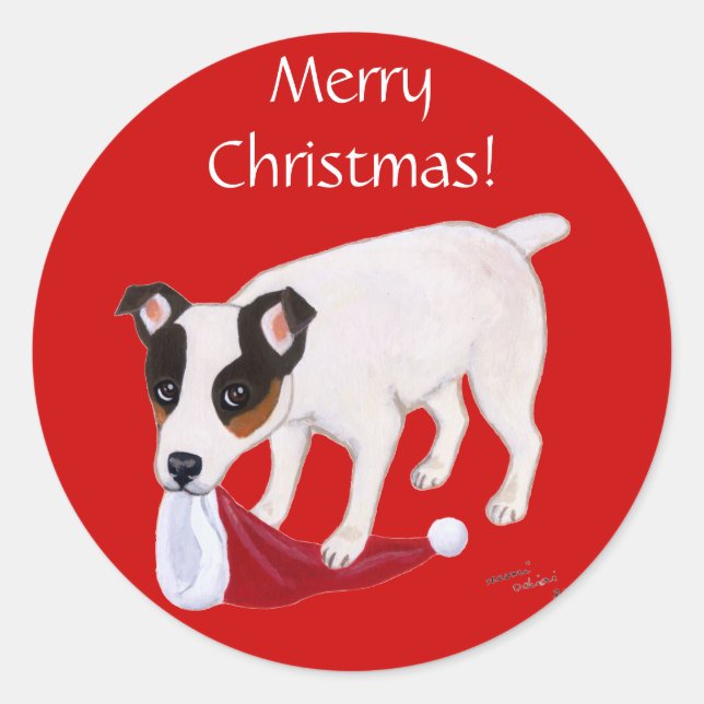 Sticker Rond Jack Russell Terrier Noël (Devant)