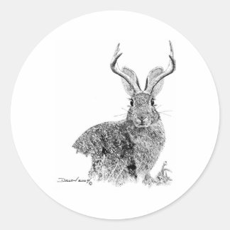 Sticker Rond Jackalope
