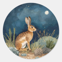 Jacklapin du désert du sud-ouest avec lune