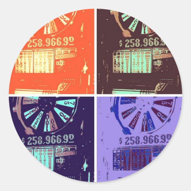 Sticker Rond Jackpot de machines à sous Las Vegas (Devant)