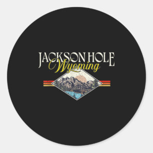 Sticker Rond Jackson Hole Wyoming Grand Teton Mountains Vintage