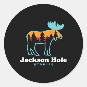 Sticker Rond Jackson Hole Wyoming Moose Montagnes Grand Tetons