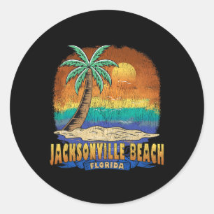 Sticker Rond Jacksonville Beach Floride Vintage Souv Distressed
