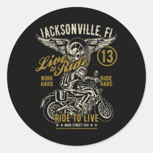 Sticker Rond Jacksonville Fl Usa Style Distressé Motorcycle De
