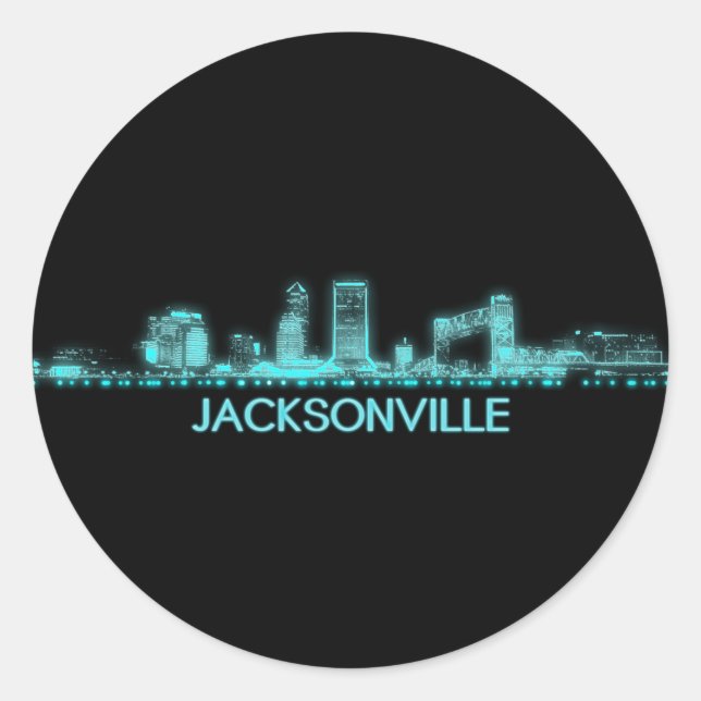 Sticker Rond Jacksonville Skyline (Devant)