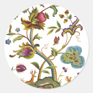 Sticker Rond Jacobean Crewel Brodery Arbre de vie