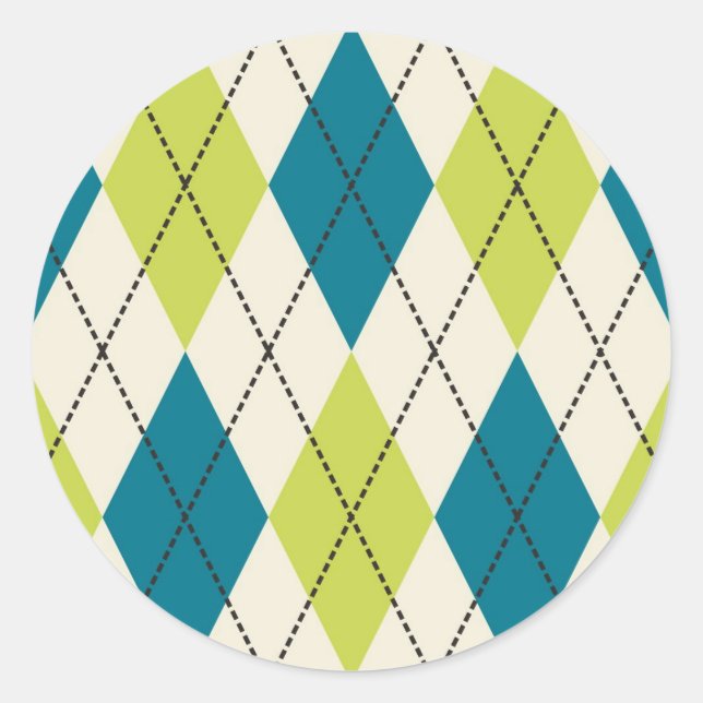 Sticker Rond Jacquard Bleu Et Vert (Devant)