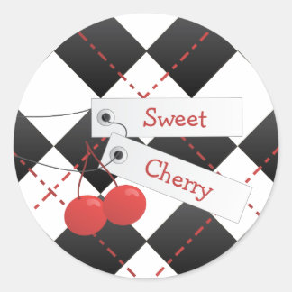 Sticker Rond Jacquard de cerise douce