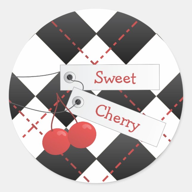 Sticker Rond Jacquard de cerise douce (Devant)