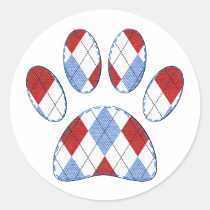 Sticker Rond Jacquard Empreinte de patte de chien