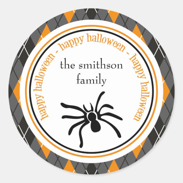 Sticker Rond Jacquard Halloween Spider (Noir / Orange) (Devant)