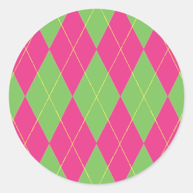 Sticker Rond Jacquard rose et vert (Devant)